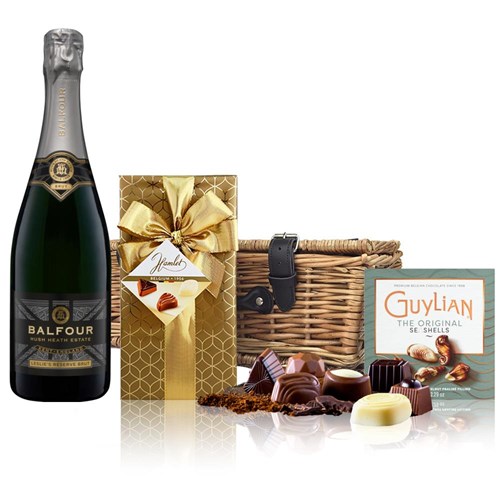 Balfour Leslies Reserve Brut English Sparkling 75cl And Chocolates Hamper